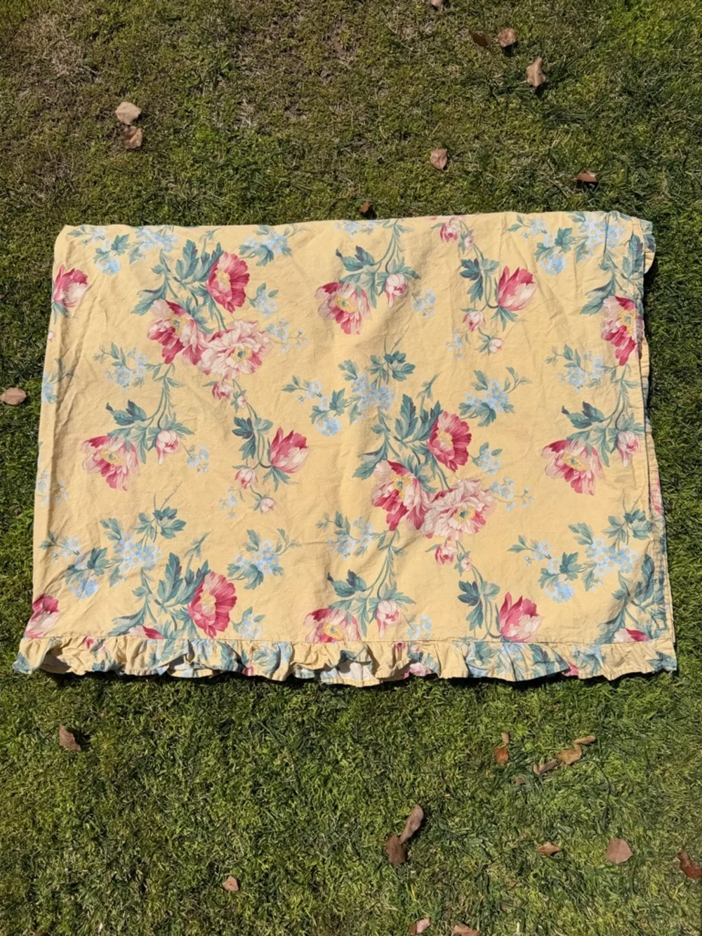 Vintage Ralph Lauren Parsonage Lane 4-Piece Twin Sheet Set Yellow Floral READ